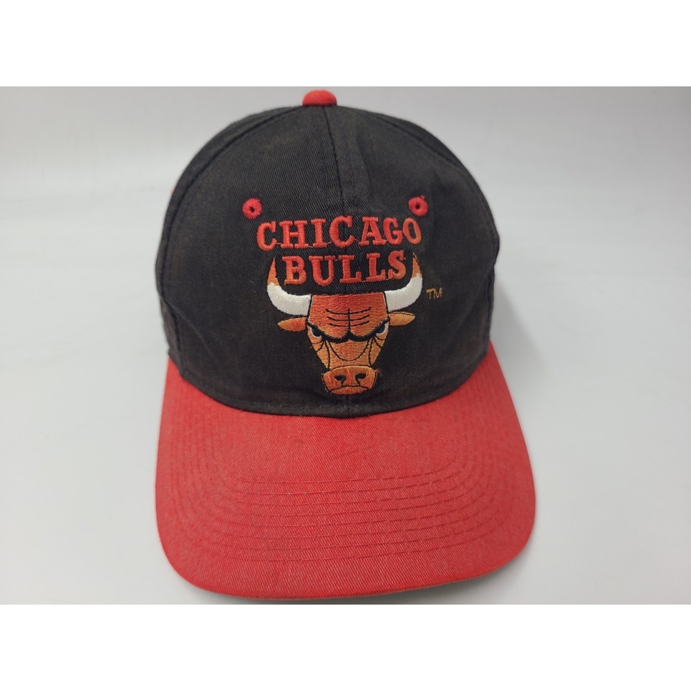 Vintage Chicago Bulls Blockhead Distressed Snapback Hat Cap 90s NBA Basketball